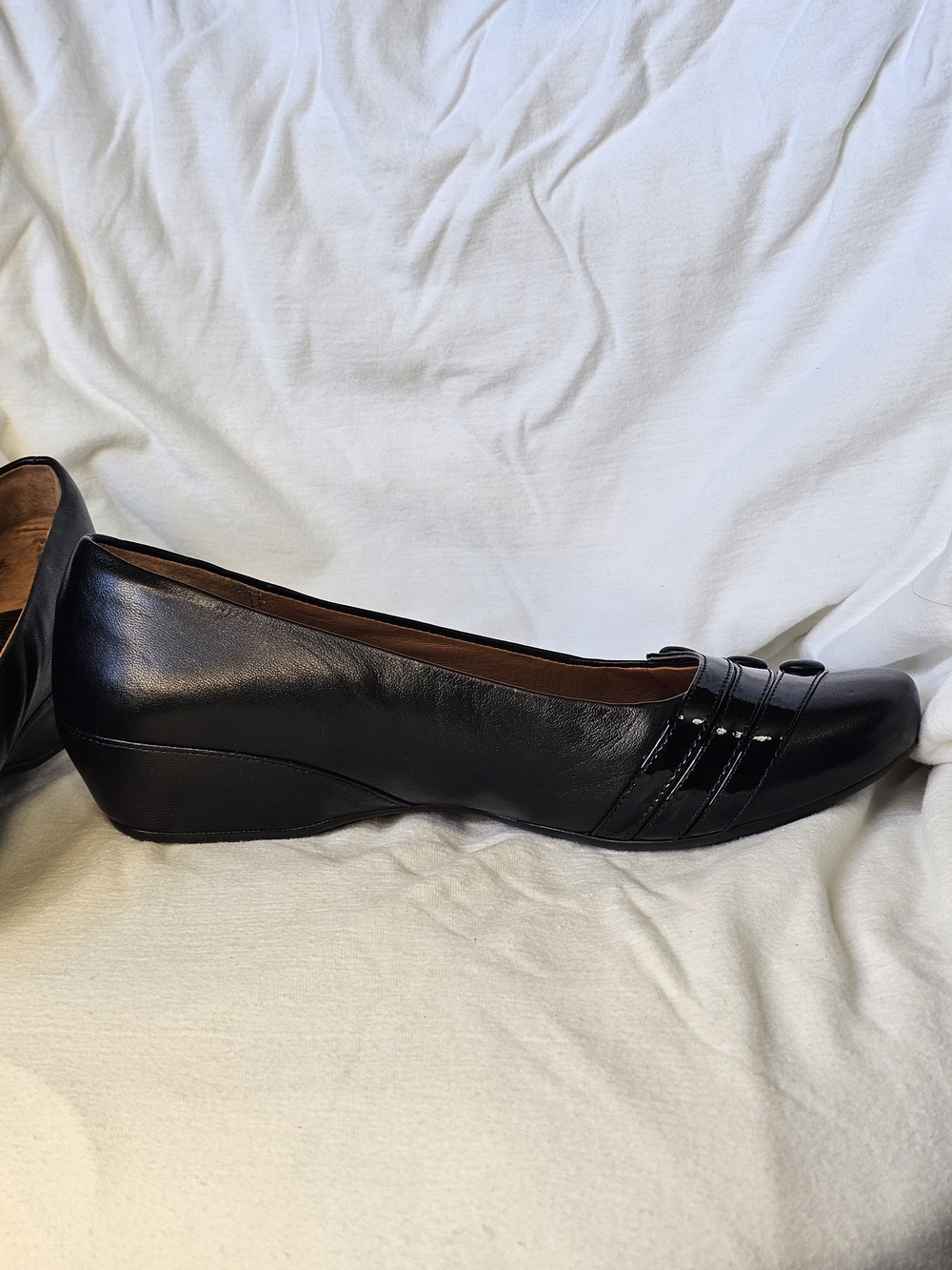 Clarks Artisan black leather "Concert Drum" Ballet Flats Slip On - Picture 5 of 11